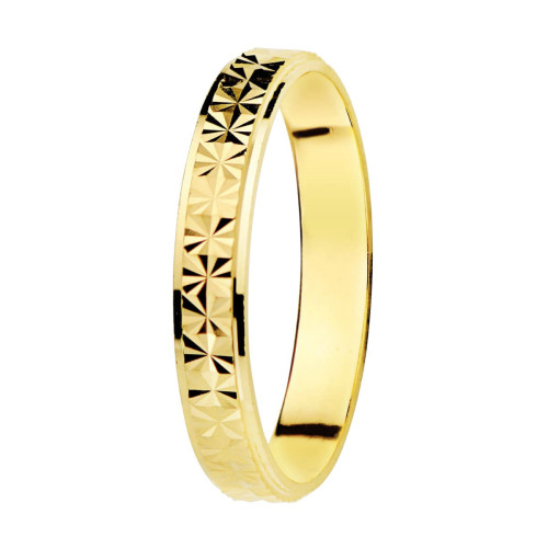Alianza de Boda de Oro 18k de 3 mm con Acabado Diamantado