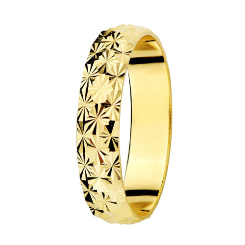 Alianza de Boda de Oro 18k de 4 mm con Acabado Diamantado