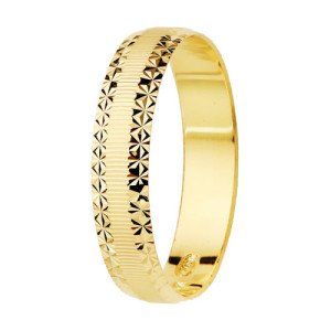 Alianza de Boda de Oro 18k de 4 mm con Bordes Diamantados