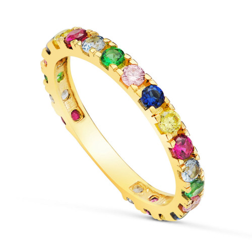 Alianza de Boda o Sortija de Oro 18k de 2,5 mm con Circonitas de Colores