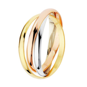 Alianza tres aros oro tricolor 18k ancho 2 mm