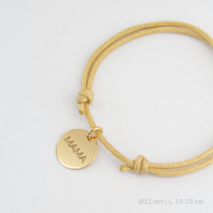 Pulsera cordón beige con colgante plata dorada mama