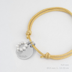 Pulsera cordón beige con colgante plata mama 116221A