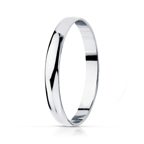 Alianza de Boda de Oro Blanco 18k de 2,5 mm Media Caña Pulida Brillo