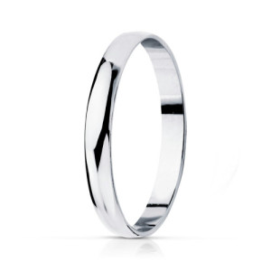 Alianza de Boda de Oro Blanco 18k de 2,5 mm Media Caña Pulida Brillo