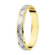 Alianza de Matrimonio Bicolor de Oro 18k con Tallado Geométrico Texturizado Alianza de Matrimonio Bicolor de Oro 18k con Tallado Geométrico Texturizado