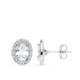 Pendientes oro blanco con piedra oval y circonitas