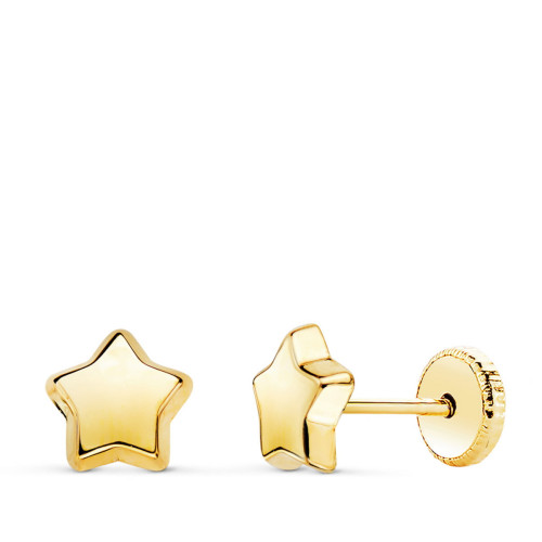 Pendientes de Bebé con Forma de Estrella en Oro de 18 Quilates