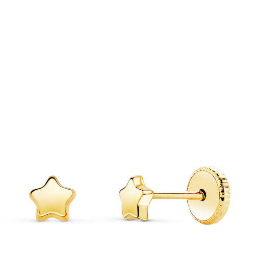 Pendientes de Bebé con Forma de Estrella en Oro de 18 Quilates