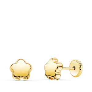 Pendientes de Bebé con Forma de Flor en Oro de 18 Quilates