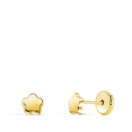 Pendientes de Bebé con Forma de Flor en Oro de 18 Quilates