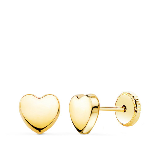 Pendientes de Bebé con Forma de Corazón en Oro de 18 Quilates