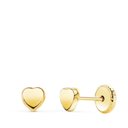 Pendientes de Bebé con Forma de Corazón en Oro de 18 Quilates