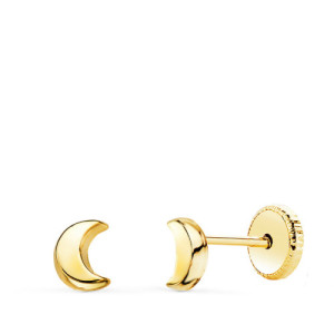 Pendientes de Bebé con Forma de Luna en Oro de 18 Quilates
