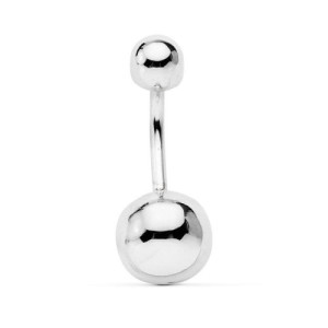 Piercing ombligo Oro blanco 18k. con bola 8 mm