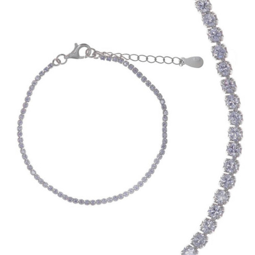 Pulsera Rivière de plata rodiada con circonitas blancas