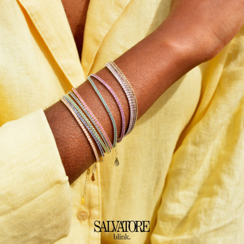 Pulsera Rivière de plata rodiada con circonitas blancas