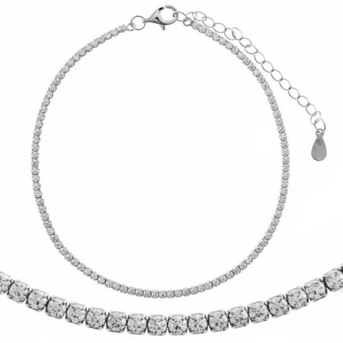 Tobillera Rivière de plata rodiada con circonitas blancas