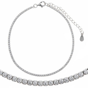 Tobillera Rivière de plata rodiada con circonitas blancas