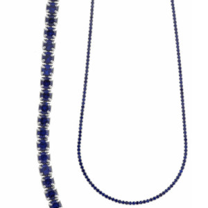 Collar Rivière de plata rodiada con circonitas azul