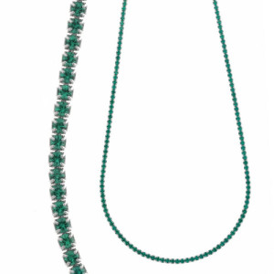 Collar Rivière de plata rodiada con circonitas verde