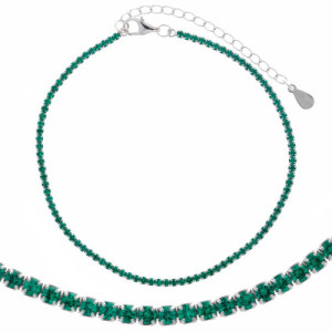 Tobillera Rivière de plata rodiada con circonitas verde
