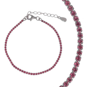 Pulsera Rivière de plata rodiada con circonitas rubi