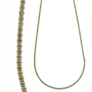 Collar Rivière de plata rodiada con circonitas peridoto