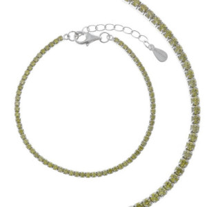 Pulsera Rivière de plata rodiada con circonitas peridoto