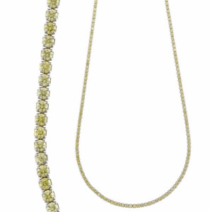 Collar Rivière de plata rodiada con circonitas amarillas