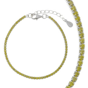 Pulsera Rivière de plata rodiada con circonitas amarillas