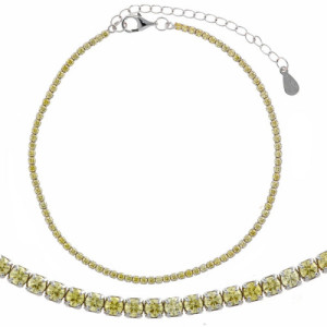 Tobillera Rivière de plata rodiada con circonitas amarillas