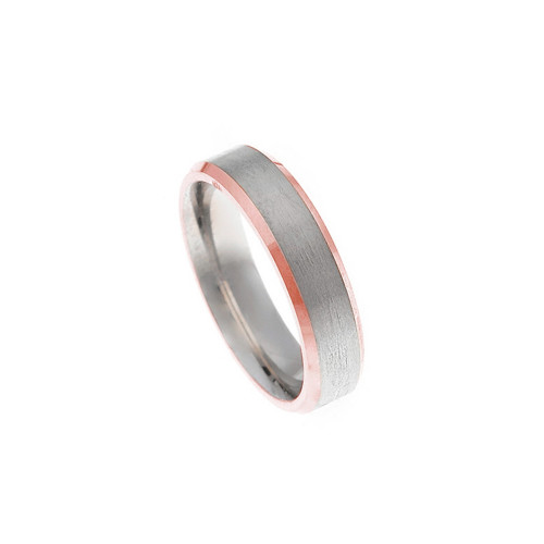 Alianza de Boda Salvatore Plata de Ley 925 de 5 mm con Cuerpo Mate y Bordes de Oro Rosa