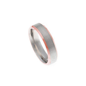 Alianza de Boda Salvatore Plata de Ley 925 de 5 mm con Cuerpo Mate y Bordes de Oro Rosa