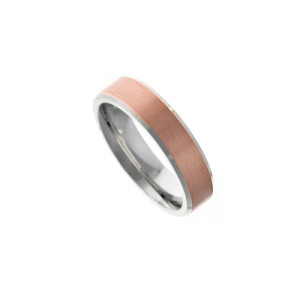 Alianza de Boda Salvatore Plata de 5 mm con Chapado Oro Rosa y Bordes de Rodio