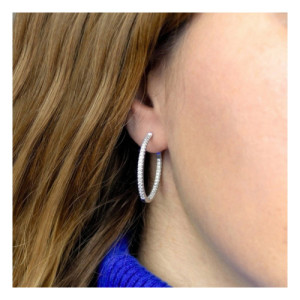 Pendientes aro plata con circonitas blancas