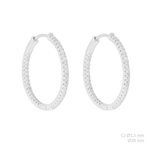 Pendientes aro plata con circonitas blancas