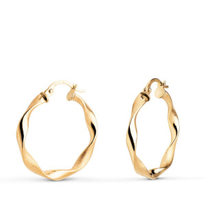 Aros oro 18k amarillos retorcidos mate y brillo