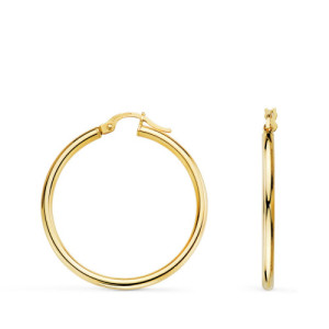 Aros criollas oro 18k lisas y huecas de tubo redondo
