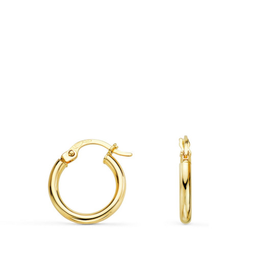 Aros criollas oro 18k lisas y huecas de tubo redondo