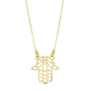 Collar con colgante mano de fátima oro 18k