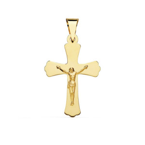 Cruz de oro amarillo 18k con Cristo en relieve