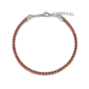 Pulsera Rivière plata de Ley con circonitas rojo rubí.