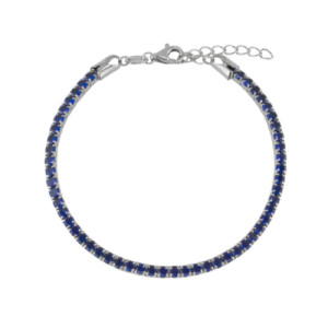 Pulsera Rivière plata de Ley con circonitas azul zafiro