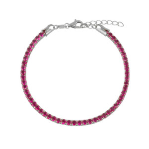 Pulsera Rivière plata de ley con circonitas rosas