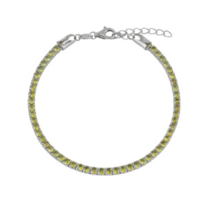 Pulsera Rivière plata de ley con circonitas verde oliva