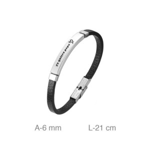 Pulsera de acero y cuero con grabado “Te quiero papá”