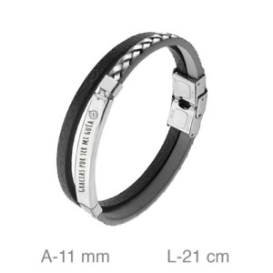 Pulsera acero y cuero “Gracias por ser mi guía”
