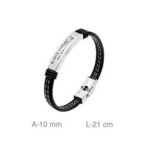 Pulsera de acero y cuero con grabado “Mi mayor tesoro eres tu”