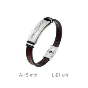 Pulsera de acero y cuero con grabado “El numero 1 de mi corazón”